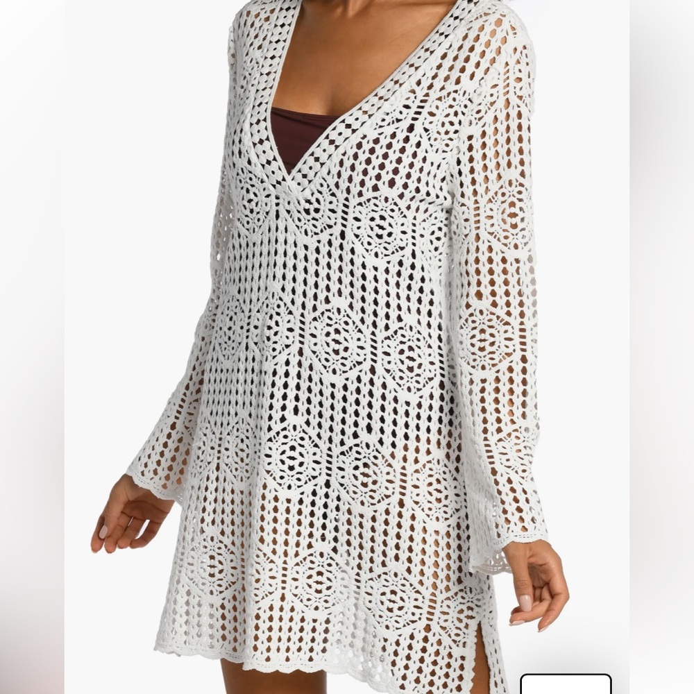 La Blanca Coverup RESORT WEAR new White Crochet Swim Cover-Up - Picture 12 of 12